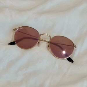 Ray-Ban Gold Frame with Pink Lenses